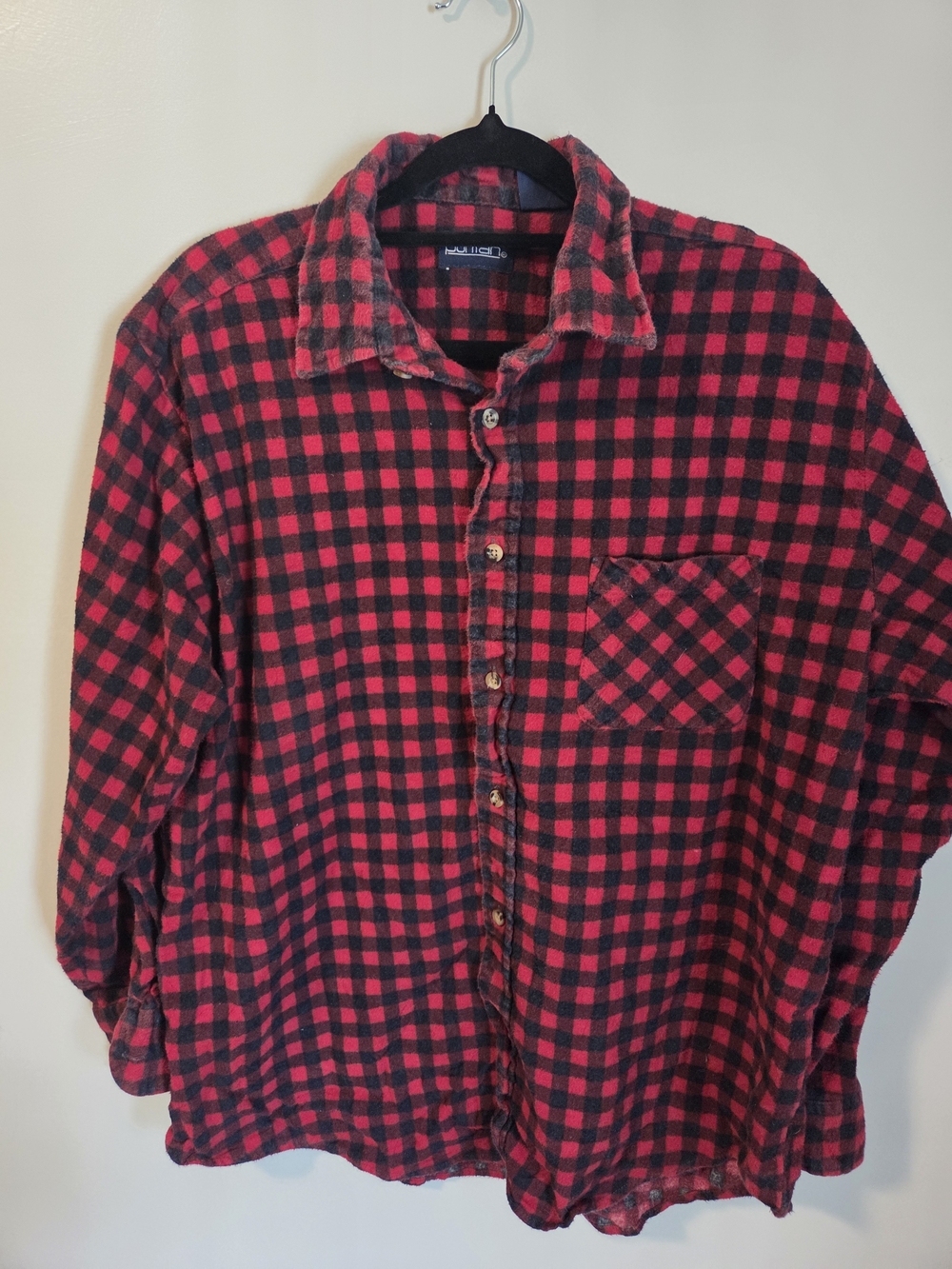 Red and Black Buffalo Check Flannel Shirt
